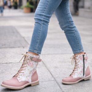 Printed Leather Boots